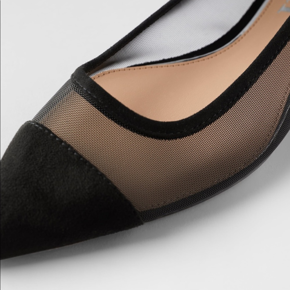 NWT Zara Black Mesh Ballet Flats - Picture 6 of 8